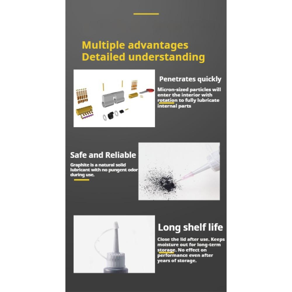 Порошок-смазка для сердцевины замка — практичный инструмент для ремонта замков. Графитовый порошок - смазка для дверных замков, может использоваться для направляющих и дверных осей