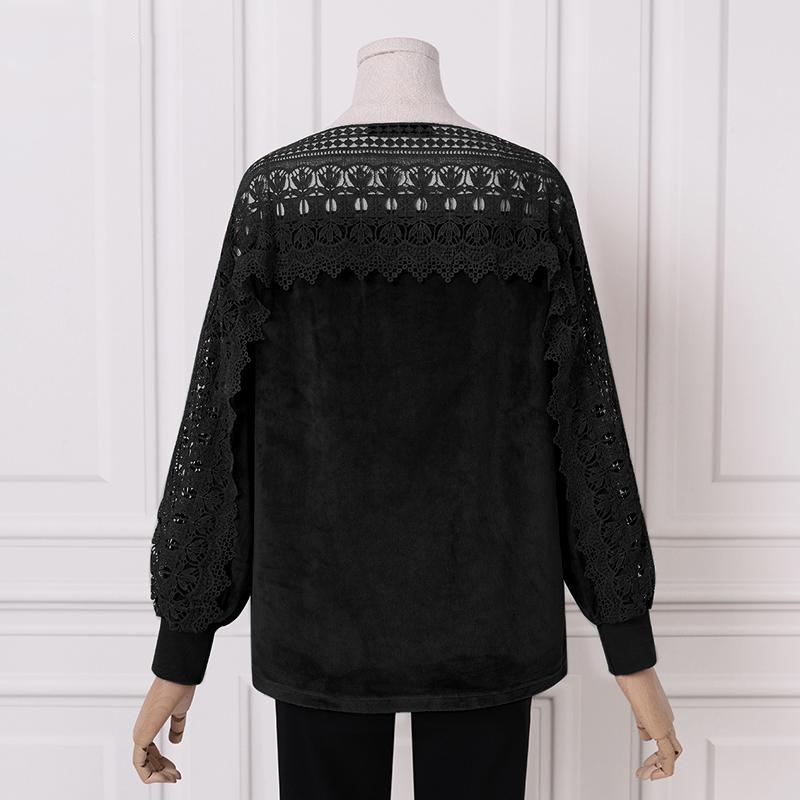 Весенние женские кружевные ажурные топы с длинными рукавами, повседневные свободные трикотажные блузки больших размеров