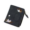 Women's Denim Style Cat Embroidery Wallet Wear-Resistant Ultra-thin Coin Purse for Bag Shoulder Bag Wallet Coin Purse