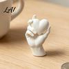 Heart Sculpture Decor Hand Holding 3D Printed Figurine Modern Minimalist Sculptural Desk Decor Romantic Home Accents Accent for Shelf Nightstand