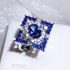 Shiny Blue Zircon Ring Fashion Geometric Shape High-quality PartyJewelry Luxury Wedding Engagement Ring Cocktail Party Jewelry Opening Adjustable Ring