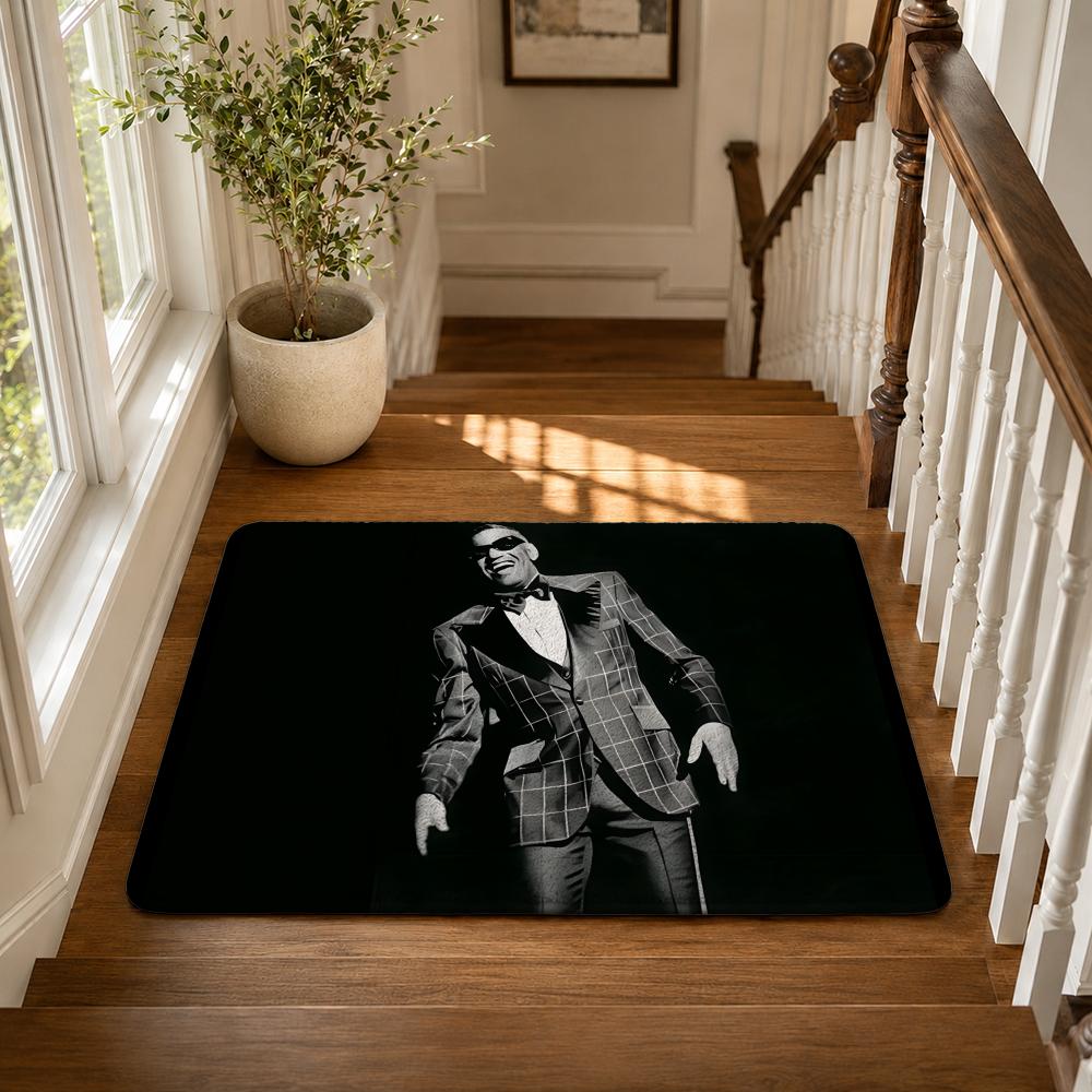 Ray C-Charles Floor Mat Flannel Rug Non Slip Absorbent Soft Washable For Entryway Hallway Bathroom Kitchen Decor