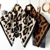 Leopard Print Silk Scarf for Women Girls Square Necktie Neck Scarf Fashionable and Versatile Accessory for Any Outfit
