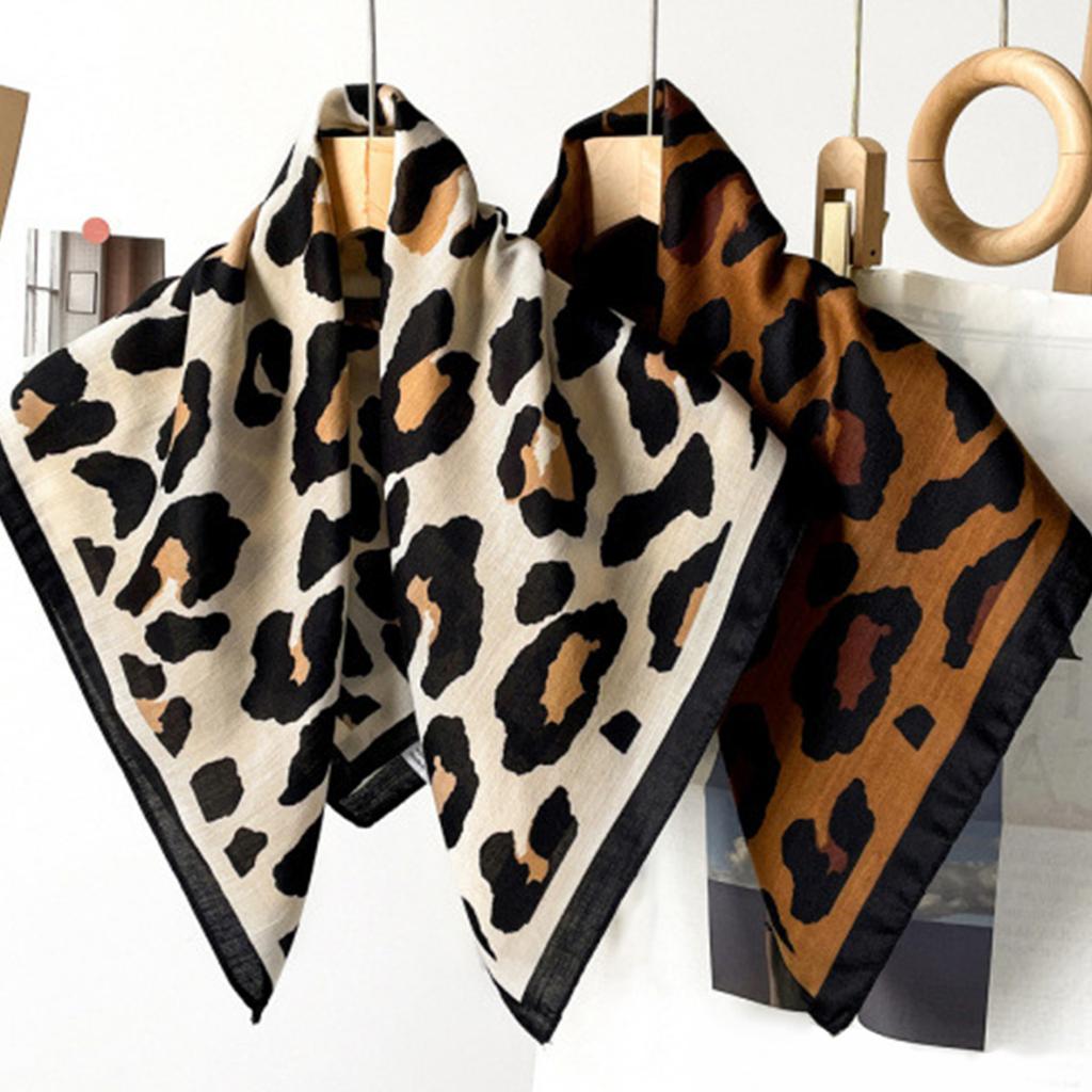 Leopard Print Silk Scarf for Women Girls Square Necktie Neck Scarf Fashionable and Versatile Accessory for Any Outfit