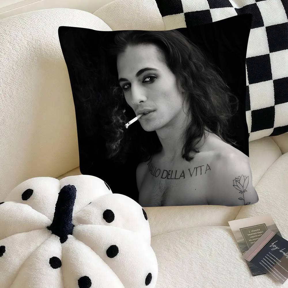 Singer Damiano David Pillow Case Fashion Square Pillowcase Bedroom Sofa Room Ins Decoration Leisure