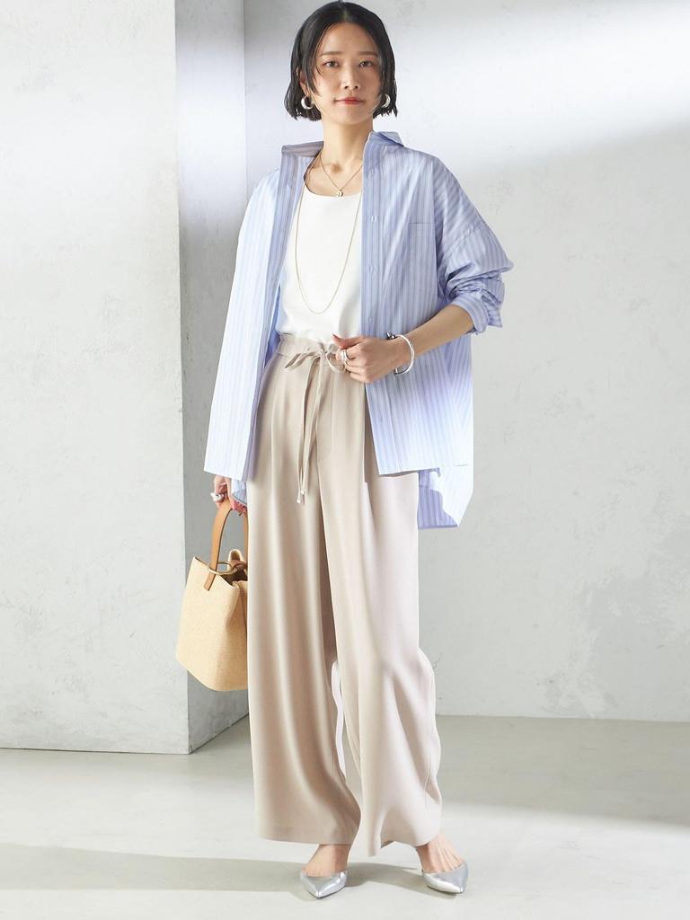 Ships for Women Women's Cool-to-the-touch, Hand-washable Acetate Blend Wide-leg Pants with Satin Back, Light Gray, Size 36 (Product Code: 313130227)