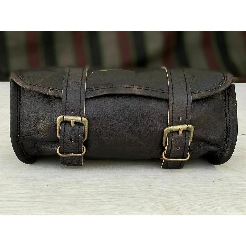 Handlebar Luggage Front Fork Saddle Leather Bag Motorcycle Tool Bag