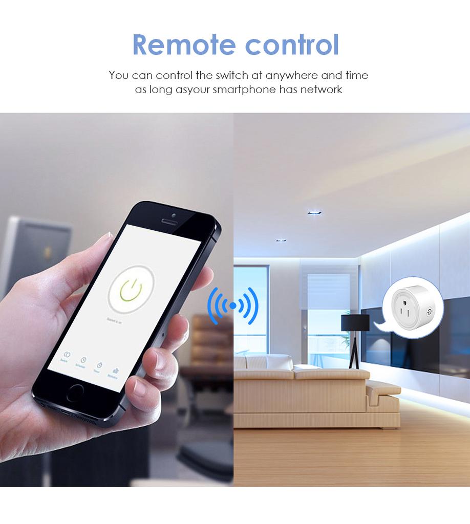 4 шт. 10A US WiFi TUYA Smart Plug Socket Пульт дистанционного управления Бытовая техника Умная жизнь Работает с Alexa Google Home