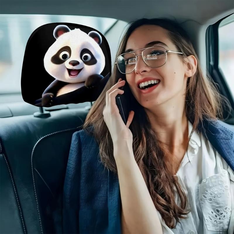 Удобные и восхитительные автомобильные аксессуары на тему панд 2 чехла на подголовник для веселого и стильного интерьера Легко устанавливаются