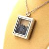 Stones and Minerals. Raw Sapphire Necklace. Square Model. Color Silver.