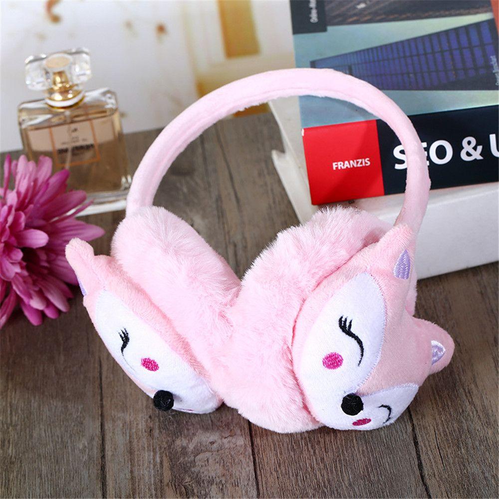 Men Women Adjustable Soft Cartoon Fox Thick Warm Earmuffs Ear Protection Ear Warmers Ear Cover