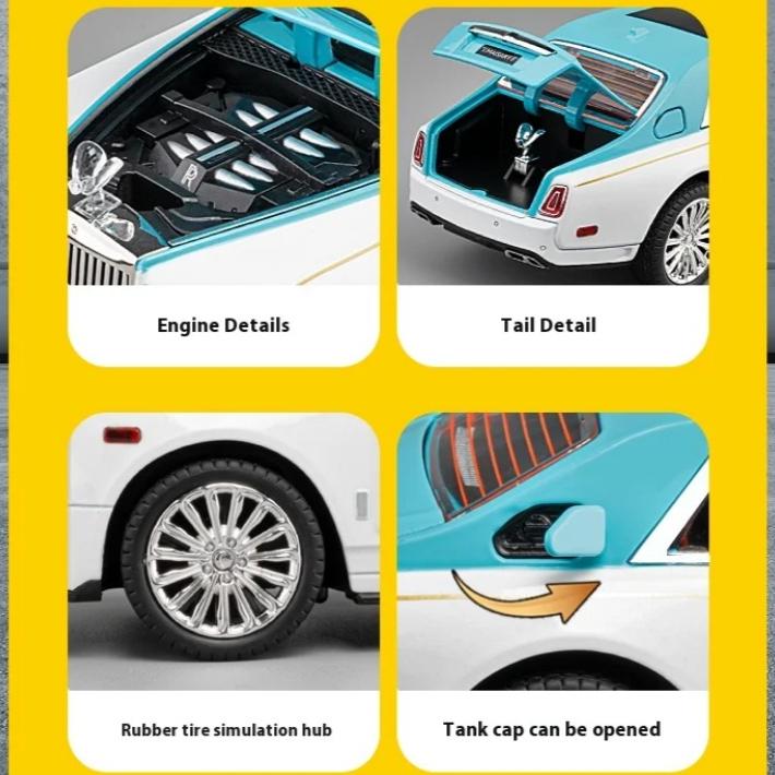 Масштаб 1/22 Rolls Phantom Модель автомобиля из сплава Diecasts Металлические транспортные средства Собирайте имитационные украшения Звуковые и световые подарки для детей