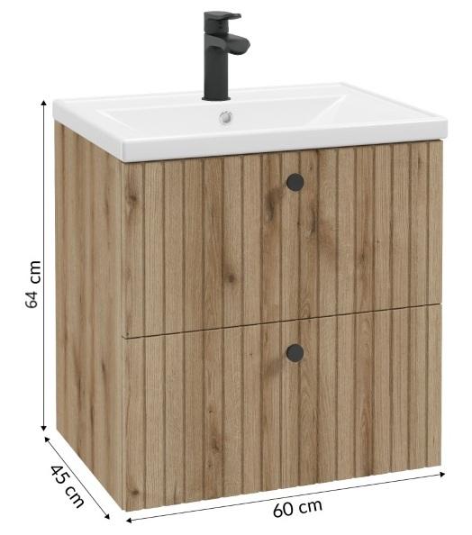 Bathroom Cabinet with Sink Oak Evoke Slatted Rietti