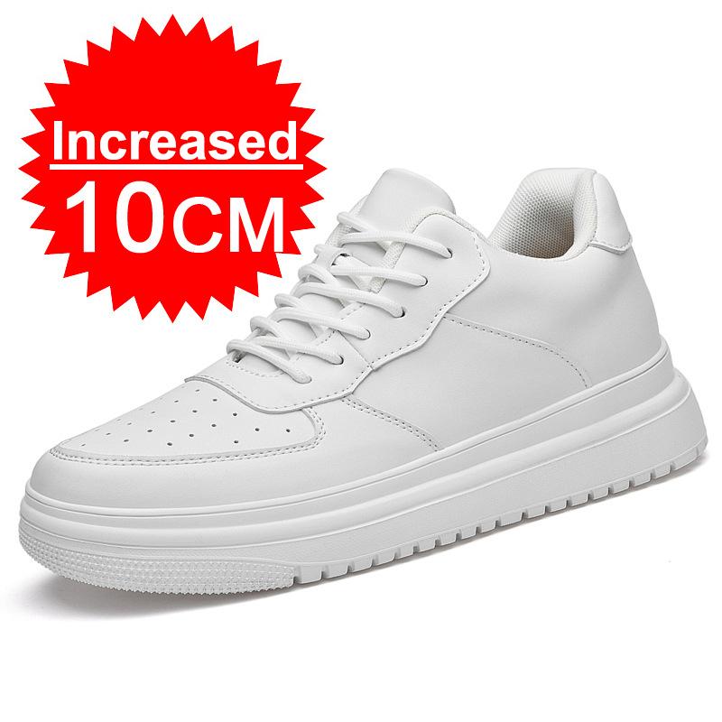 Men Leather Heightening Elevator Shoes Breathable Mesh Height Increase Thick Sole Shoes Man Height Insole 6/8/10CM Men Sneakers