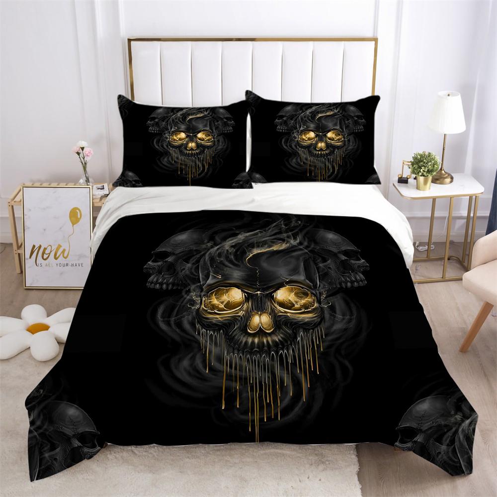 3D Skull Printing Bed Cover King Size Polyester Bed Clothes Design Soft High Ranking Home Bedclothes
