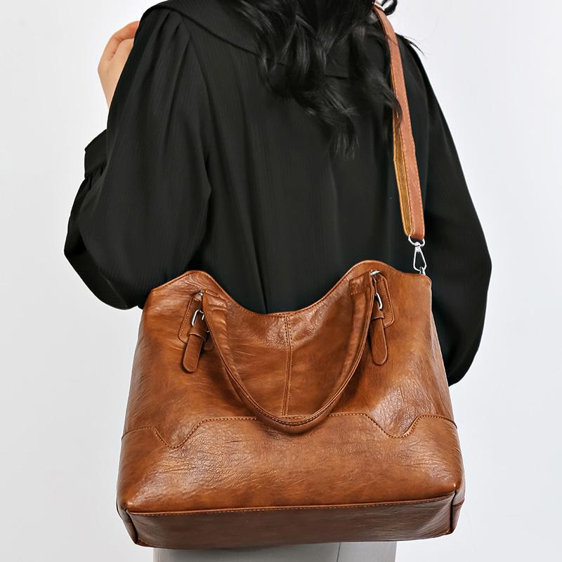 Женская сумка-тоут из мягкой кожи, большая вместительная сумка через плечо через плечо