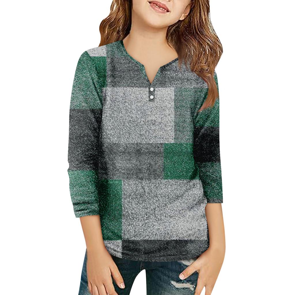 Детская футболка с рукавом 3/4, повседневная футболка с принтом, круглый вырез, блузка-пуловер