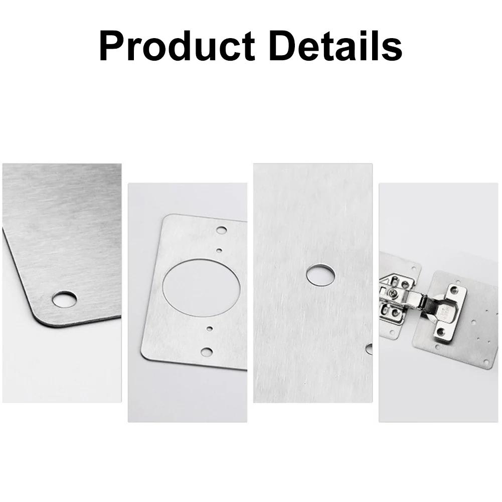 1-10Sets Stainless Steel Hinge Repair Plate Kits Cabinet Door Hinges Mounting Tool with Screw Flat Fixing Brackets Hardware Tool