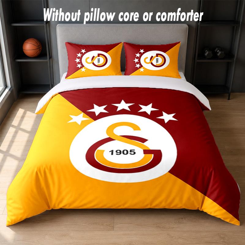 Galatasaray FC Design Bed Bedding Set 1 Duvet Cover + 2 Pillowcases Soft Breathable Household Bed Linens