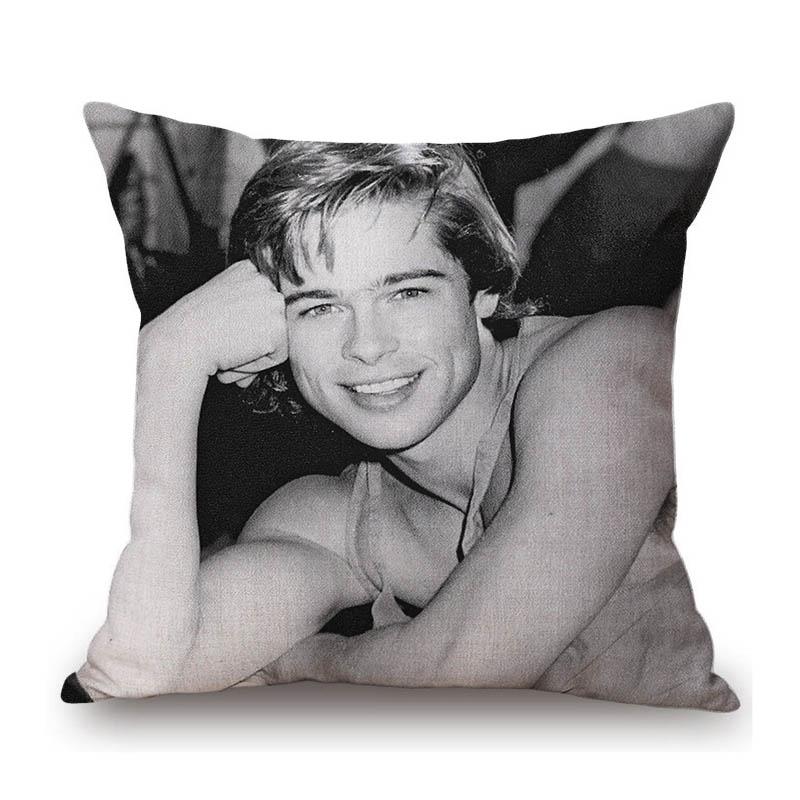 Sexy Handsome Super Star Brad Pitt Muscle Man Fans Gift Cotton Linen Sofa Throw Pillow Case Home Decoration Art Cushion Cover