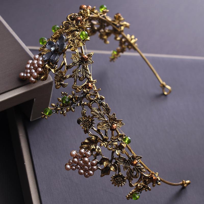 Винтажные золотые хрустальные бусины в стиле барокко, диадемы со стразами, королевские короны, свадебные аксессуары для волос, роскошная повязка на голову, диадема