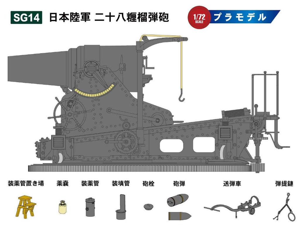 Pit Road SG Series Japanese Army 28cm Howitzer with General Nogi and 6 Plastic Model Kit SG14 1/72 Artillerymen,