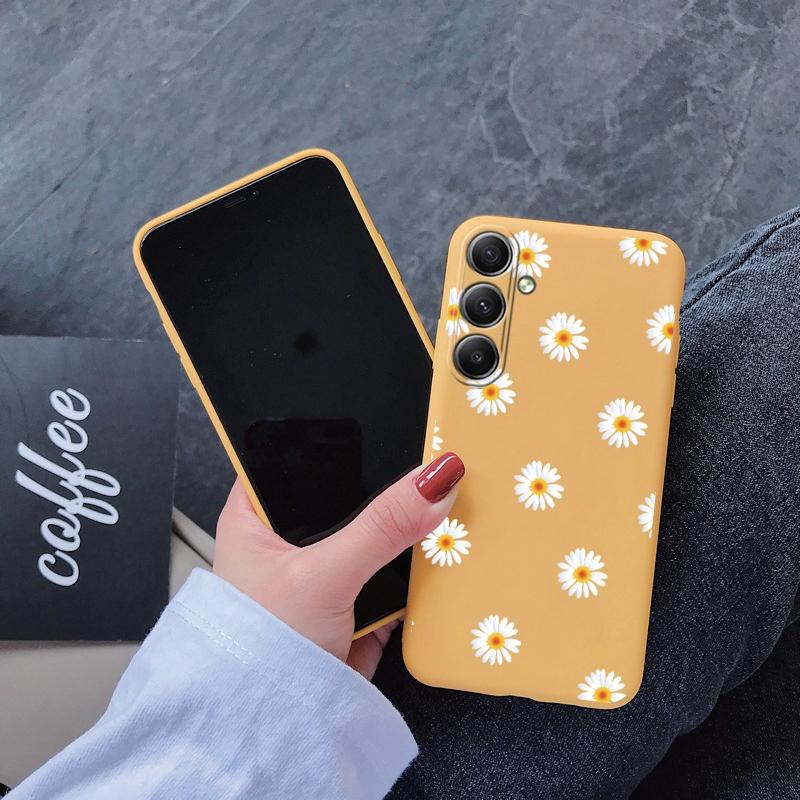 Мягкий силиконовый чехол с цветком для Xiaomi Redmi Note 13 Pro 13C Poco C65 Samsung A35 A55 A34 S24 Huawei Honor 200 Realme Camera Защитный противоударный чехол