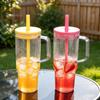 Прозрачная пластиковая бутылка для воды с трубочкой и крышкой, большой стакан-термос 40 унций, без BPA, питьевая чашка с ручкой, герметичная, спортивная, для школы, путешествий, многоразовая