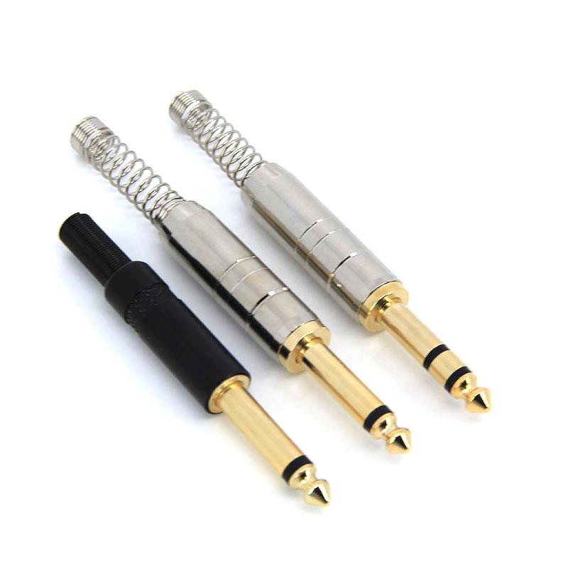 2pole 3pole 6.35mm 6.5mm Audio Male Female Mono Stereo Solder Connector Plug Socket Gold Plated Metal Amplifier Mic Converter