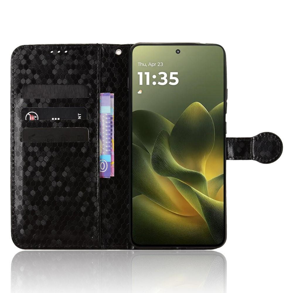 Motorola Edge 70 Wallet Rhombus Flip Case, Black