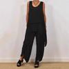 Two Piece Outfits for Women Casual Sleeveless Irregular Top Wide Leg Pants Set Loose Lounge Suit for Summer