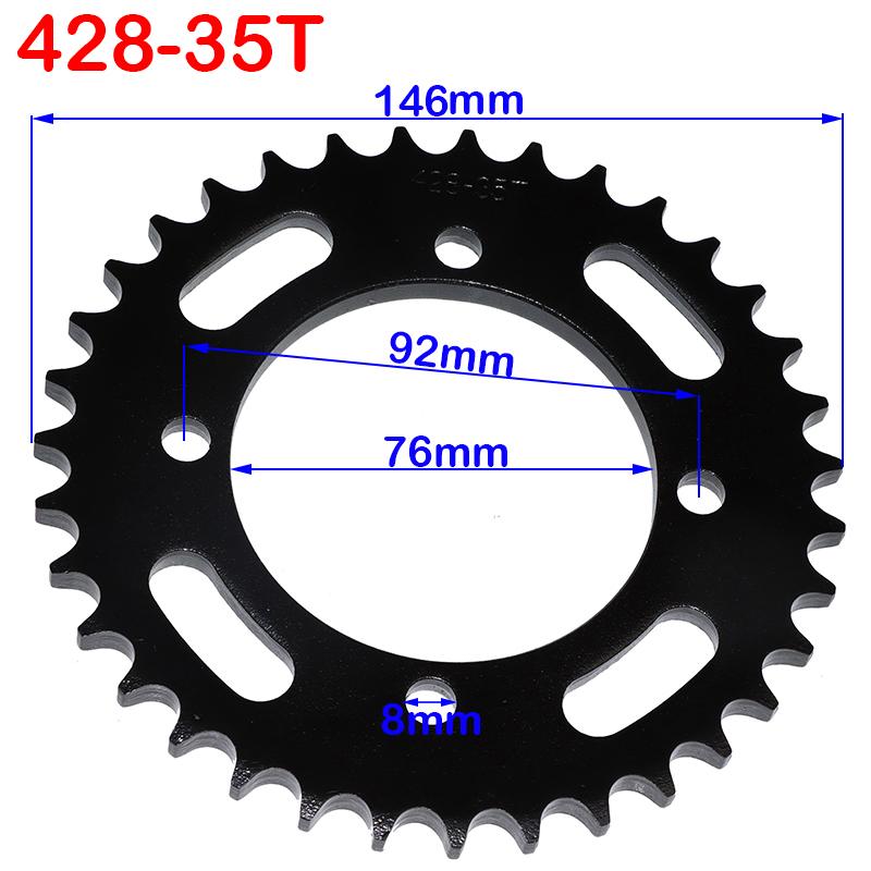 Цепи 428 25T/31T/32T/37T/39T/41T/42T/48T 48мм 76мм Задняя звезда цепи для квадроцикла ATV Pit Dirt Bike Багги Картинг Мотоцикла