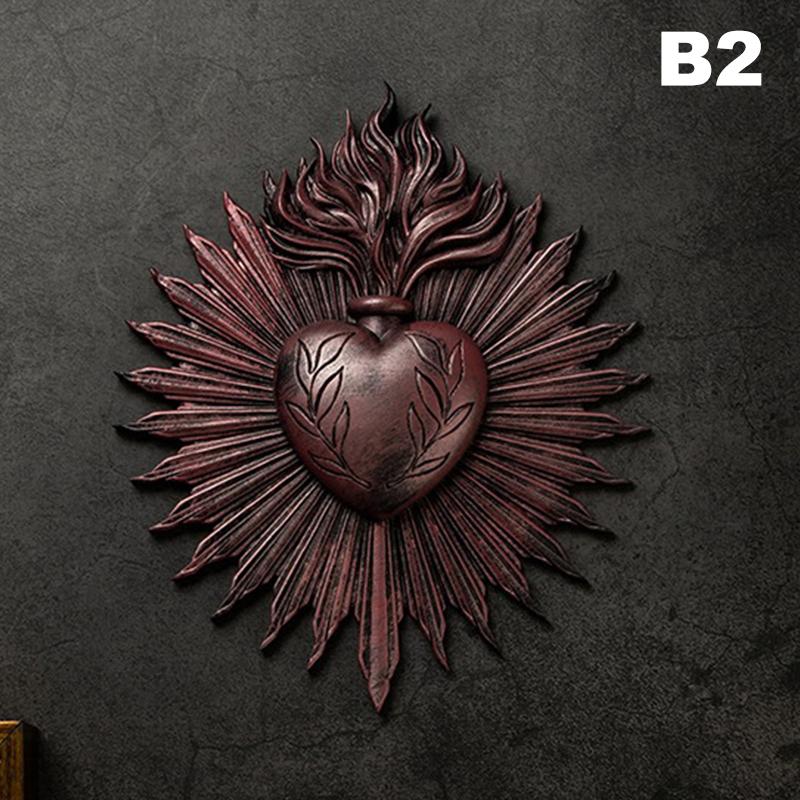 Gothic Sacred Heart Wall Plaque Statue Resin Gothic Wall Art Catholic Wall Hanging For Church Religious Home Decor Gifts