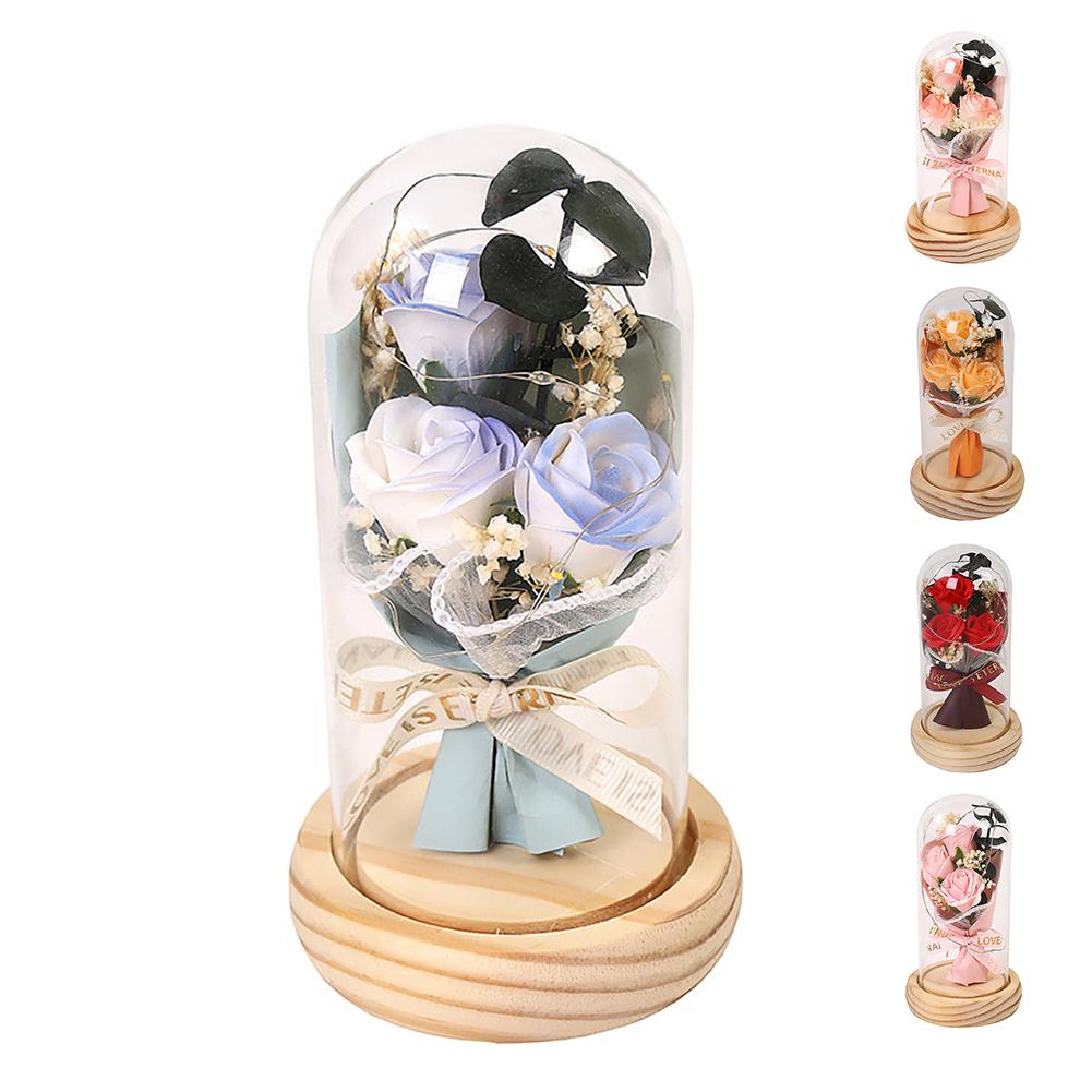 Valentines Rose Birthday Gifts For Women, Artificial Flower Light Up Rose In Glass Cover Decorative Gift For Wife Mom Best Friend Girlfriend Grandma