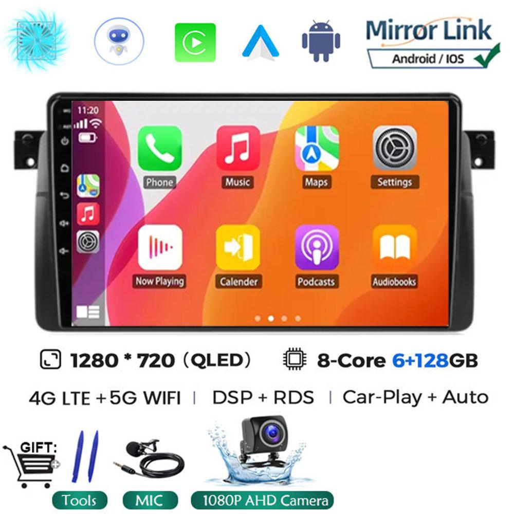 Android 14 Carplay WIFI+4G для BMW E46 M3 1998-2006 Автомобильный Радио Мультимедиа Видео Плеер Стерео GPS DPS Головное Устройство 360 Камера BT