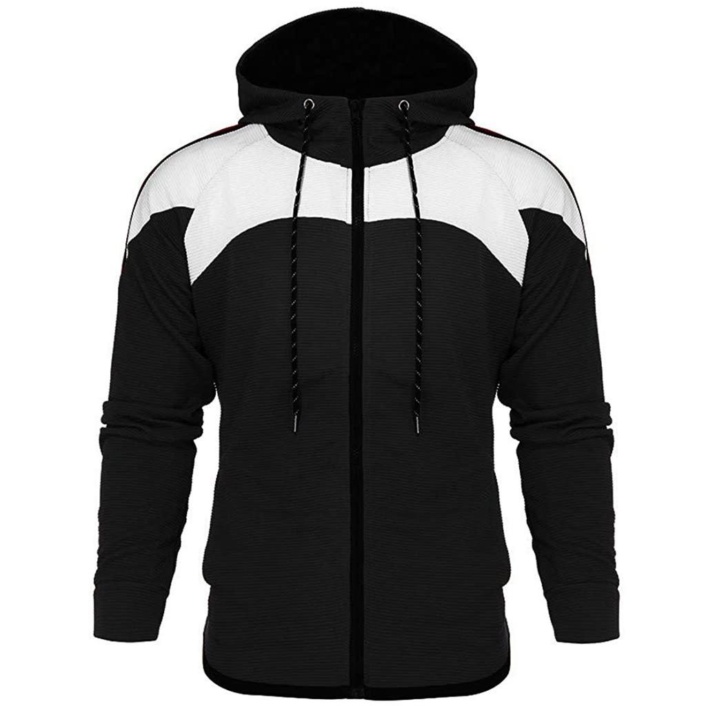 Мужской весенне-осенний кардиган с круглым вырезом и капюшоном, костюм-толстовка с цветными блоками