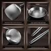 316 Stainless Steel Chef's Cooking Utensil Set: Frying Spoon, Long-Handle Soup Spoon, Shovel, and Spatula