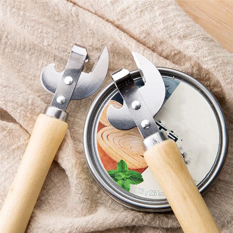 Многофункциональная открывалка для бутылок, консервный нож с деревянной ручкой из нержавеющей стали, подходит для банок, отверток, железных банок из-под сгущенного молока, пивных бутылок