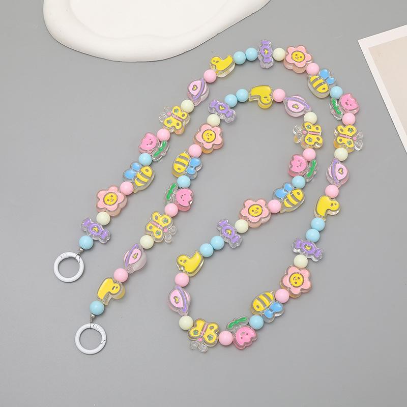 Ремешок для мобильного телефона с защитой от потери, цепочка из цветных бусин, длинная шея, ремешок для сумки, кукольный ремешок, цепочка