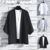 Spring Summer Men Shirt Cardigan Chinese Style Three Quarter Sleeves Open Stitch Loose Casual Wear School