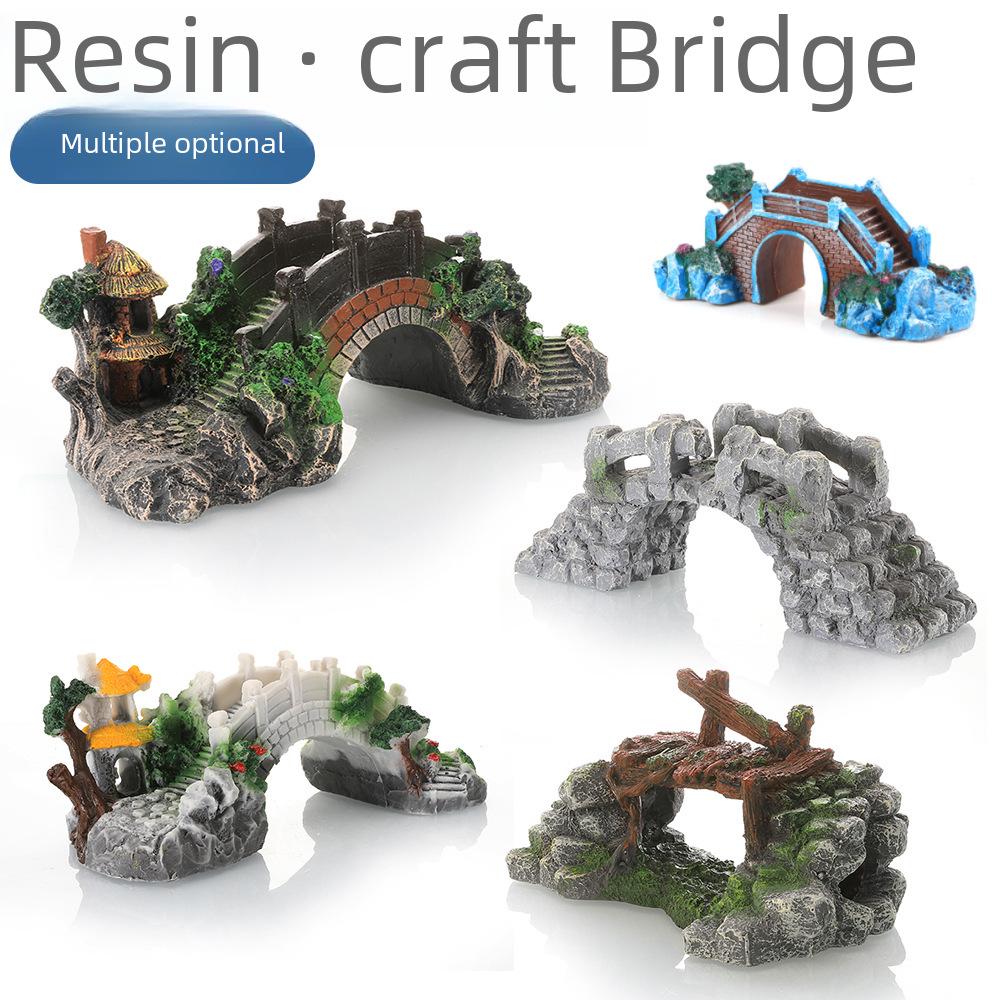 Aquarium Resin Fish Tank Decorations - Bridge Design for Tropical Fish