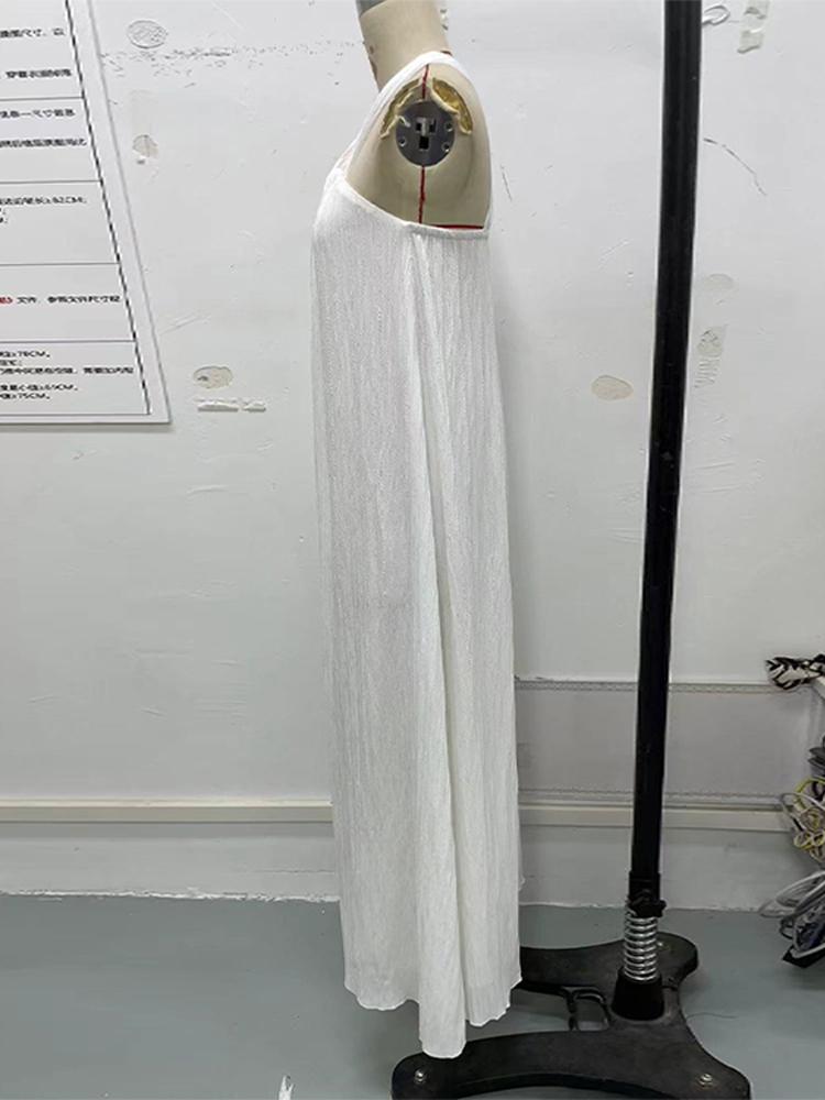 Пляжное длинное платье с лямкой на шее, женское летнее платье без рукавов с открытой спиной, макси, шикарный женский халат для праздничной вечеринки