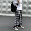 Мужские повседневные брюки в клетку до щиколотки, свободные широкие штаны, универсальные модные брюки с эластичной резинкой на талии, уличная одежда в стиле Харадзюку, корейские ретро-моды