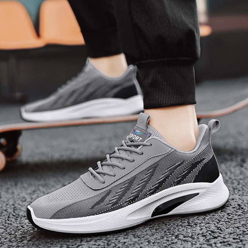 New Foreign Trade Mesh Breathable Men's Shoes Casual Sports Flying Woven Tide Shoes Youth Soft Sole Lightweight Running Sports Shoes