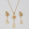 Anniyo Flower and Heart Necklace Earrings for Women Girls African Mayotte Jewelry Momo Girlfriend Gift #382806
