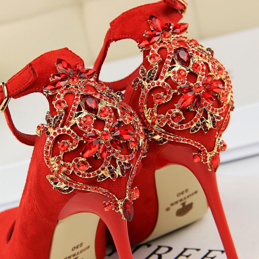 Bigtree Сексуальные замшевые туфли на очень высоком каблуке 10,5 см в европейском и американском стиле с острым носком и стразами на высоком каблуке