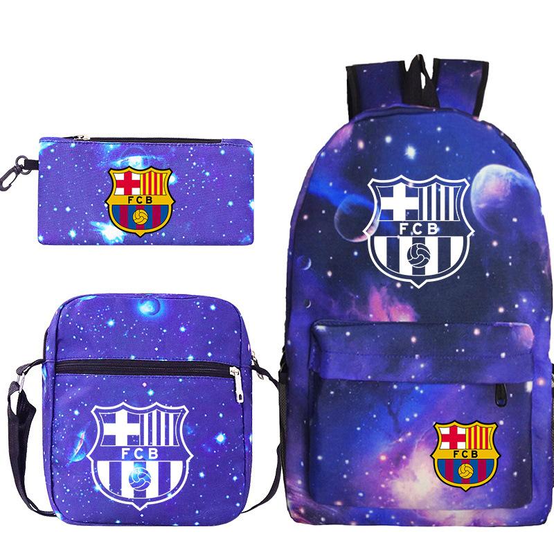 Student Backpack Set of 3 Star Player Print Oxford Cloth Bookbag Shoulder Bag Pencil Case Combo Large Capacity School Bag Gift for Teens