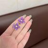 Элегантные модные корейские эмалевые фиолетовые цветы серьги-гвоздики для женщин и девушек подарочные ювелирные изделия оптом