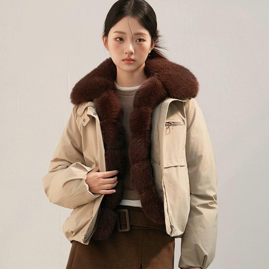 Short loose thickened pie to overcome women's commuting versatile cotton-padded jacket big fur collar tooling cotton clothes women's autumn and wi