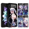 Чехол для телефона Genshin Impact Kamisato Ayaka для Samsung Galaxy Z Flip 7 6 5 4 3 5G Flip7 Flip6 Flip5 Flip4 Flip3 Черный Fundas